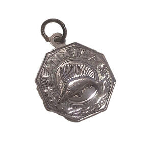 VTG Sterling Silver Jamaica Swordfish Miniature Charm Bracelet Disc Charm 20mm